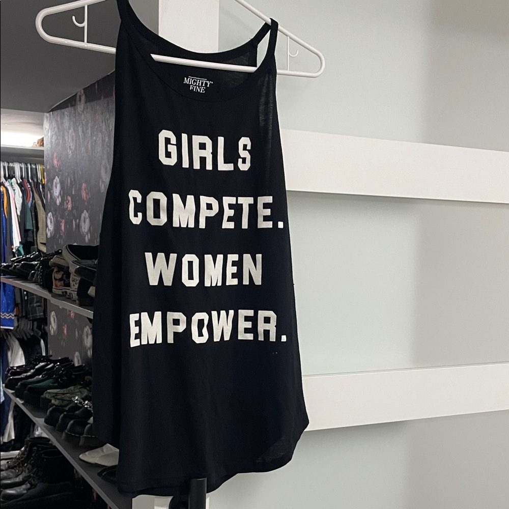 Mighty Fine Black and White Gym Tank Top